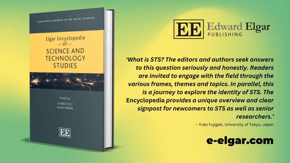 Elgar Sociology (@elgar_sociology) on Twitter photo ๐Out now: the Elgar Encyclopedia of Science and Technology Studies by <a href="/Ulrike_Felt/">Ulrike Felt</a> & Alan Irwin
Free chapter available at: doi.org/10.4337/978180โฆ
๐ More information: e-elgar.com/shop/isbn/9781โฆ
#STS #SocialScience #BigData #AI #Innovation <a href="/magauddap/">Paolo Magaudda</a> <a href="/keanbirch/">Kean Birch</a> <a href="/AbbyKinchy/">Abby Kinchy</a> ๐Out now: the Elgar Encyclopedia of Science and Technology Studies by <a href="/Ulrike_Felt/">Ulrike Felt</a> & Alan Irwin
Free chapter available at: doi.org/10.4337/978180โฆ
๐ More information: e-elgar.com/shop/isbn/9781โฆ
#STS #SocialScience #BigData #AI #Innovation <a href="/magauddap/">Paolo Magaudda</a> <a href="/keanbirch/">Kean Birch</a> <a href="/AbbyKinchy/">Abby Kinchy</a>