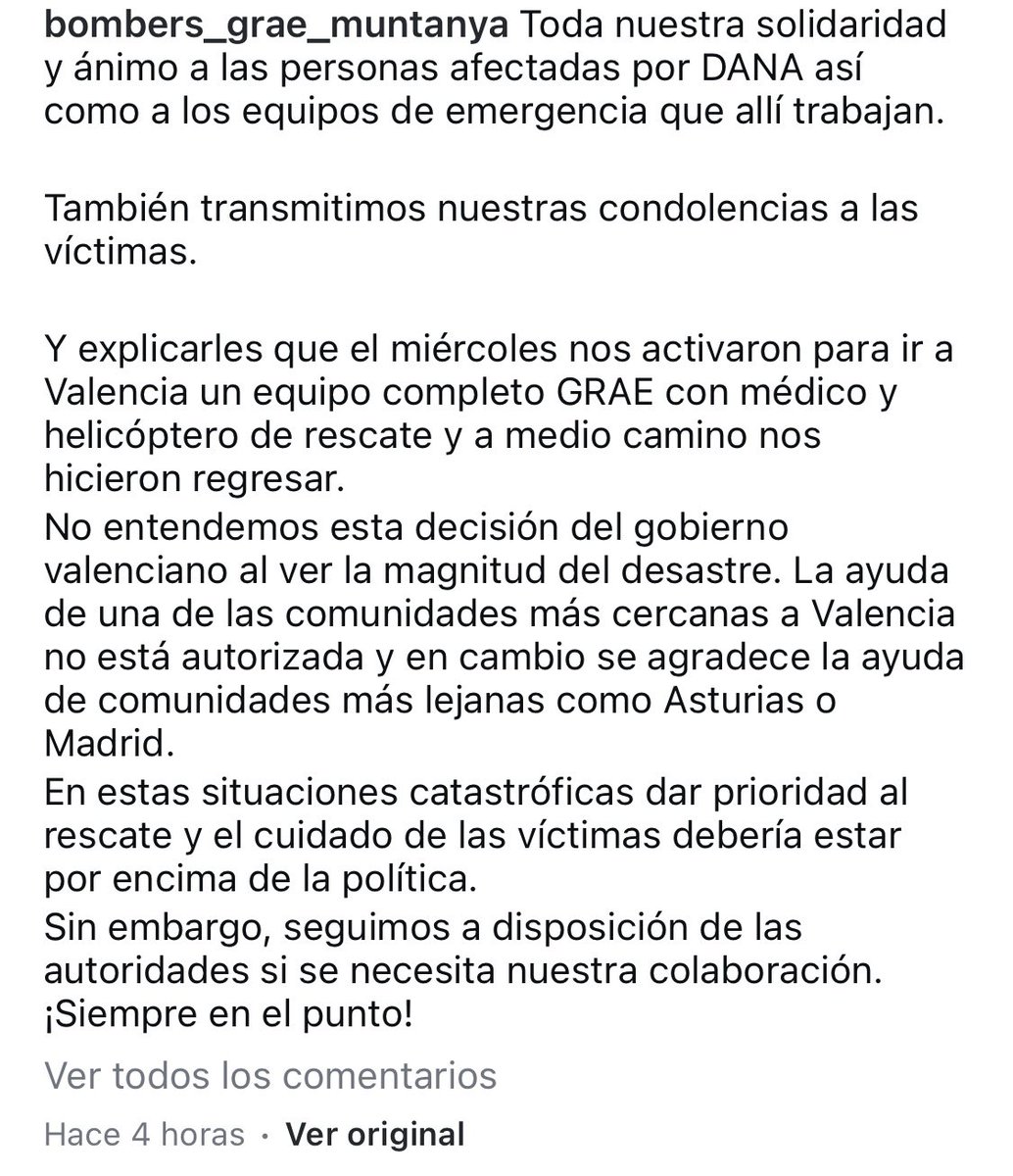 Algú em pot explicar això??? (¿¿¿Alguien puede explicarme esto???) <a href="/grae_bombers/">Bombers GRAE</a> <a href="/sanchezcastejon/">Pedro Sánchez</a> <a href="/GobiernoDeEspan/">Gobierno de España</a> <a href="/c_valenciana/">Comunitat Valenciana</a> <a href="/popularesVLC/">PP Valencia</a> <a href="/GPPopular/">Grupo Popular Congreso</a> #dana #Valencia #danavalencia #catastrofevalencia instagram.com/p/DB0UqPaohEp/…