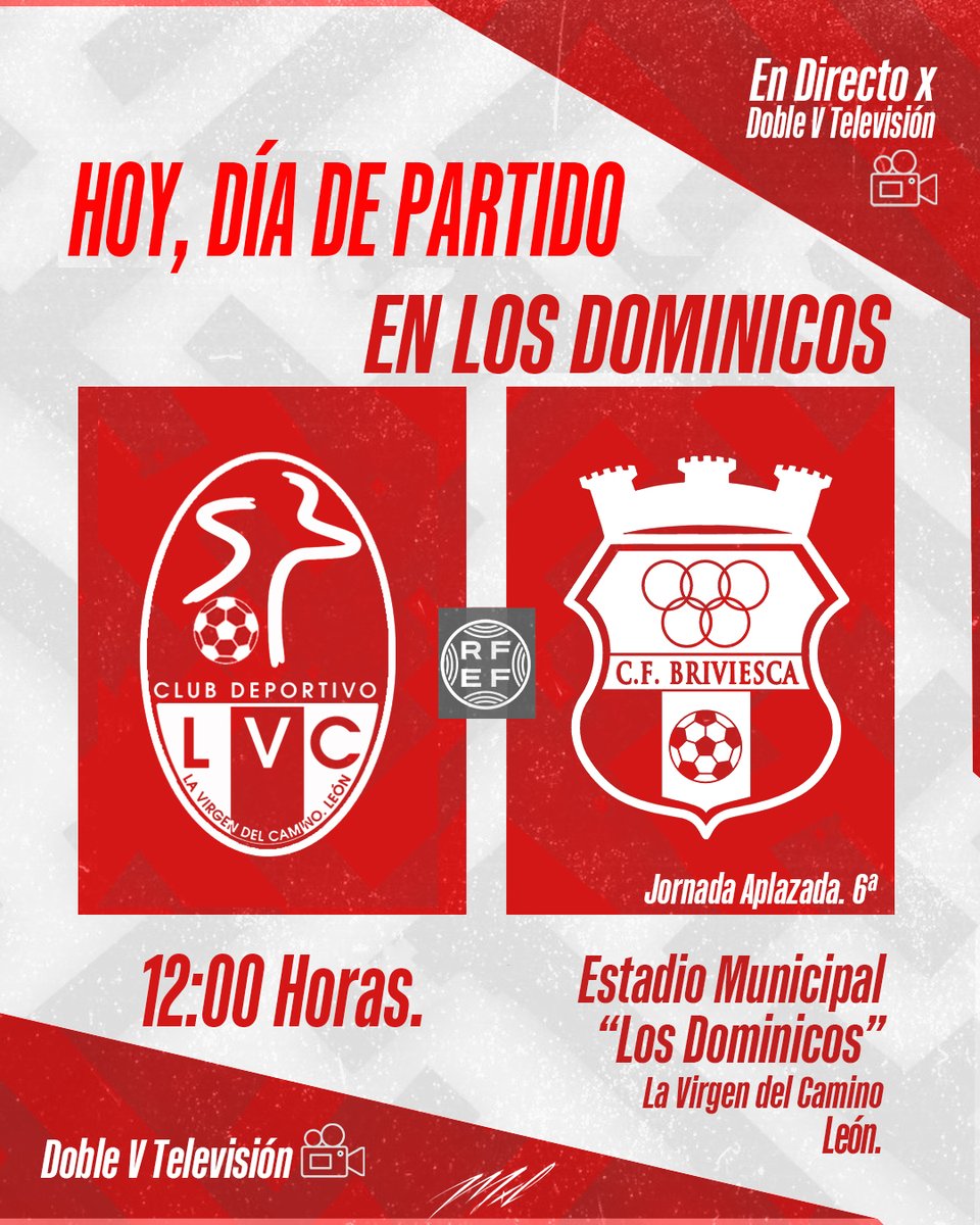 cfbriviesca's tweet photo. 🅷🅾🆈, 🅳🅸🅰 🅳🅴 🅿🅰🆁🆃🅸🅳🅾
🏆J. Aplz. 6️⃣ #3RFEF Gr.VIII
🏟️"Los Dominicos" #Leeon
⚽️@cdlavirgen🆚#cfbriviesca
📆HOY VIERNES 1️⃣-1️⃣2️⃣ ⌚️
📹En Directo 👇
▶ https://t.co/wYSOy7wmbN
❤️❤️🤍 CLUB Y AFICIÓN 🤍❤️❤️
#SiempreJuntos🫶#VamosRojillos
#SentimientoRojillo 🔴 #AupaBrivi https://t.co/AajtGJIMN9
