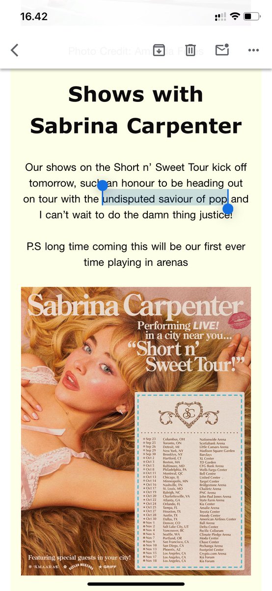 declanmeckenna's tweet photo. “undisputed saviour of pop”: Sabrina Carpenter https://t.co/Bkn2Mix0p4