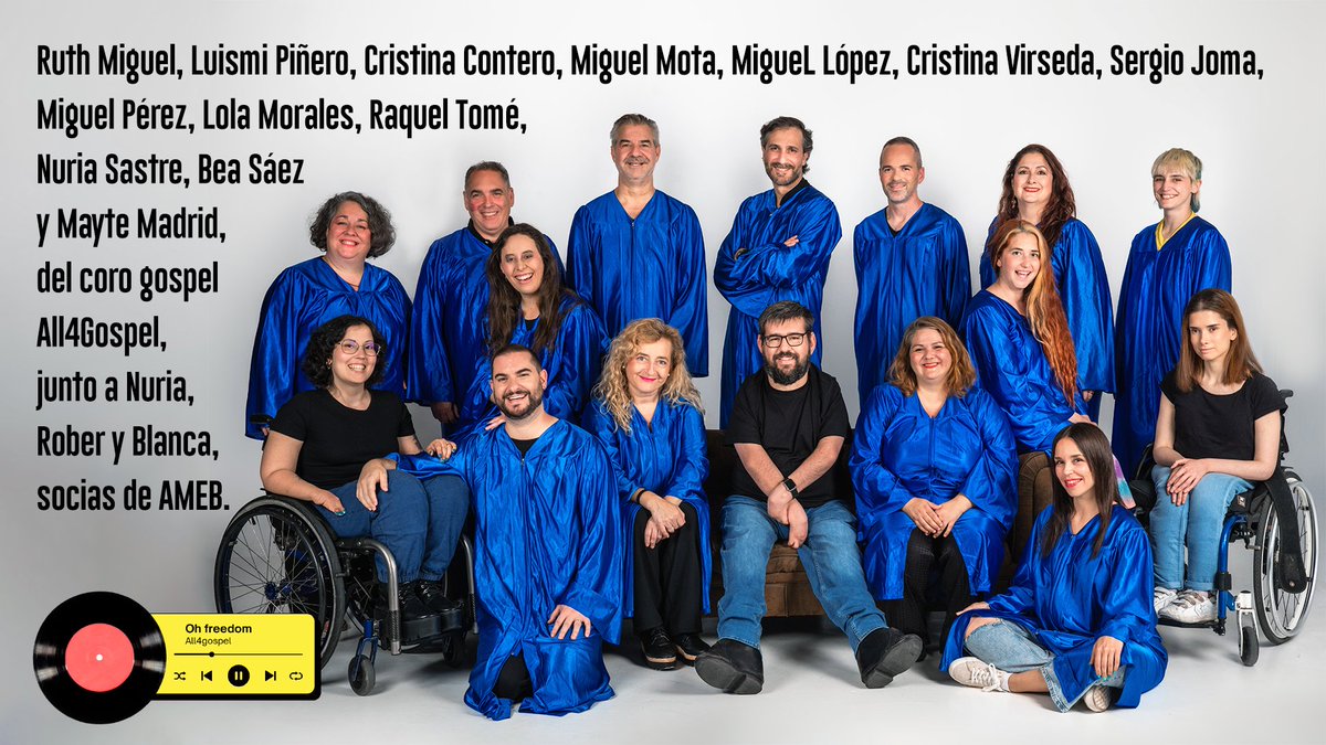 #Noviembre2024 viene pisando fuerte con el coro góspel <a href="/All4GospelChoir/">All4Gospel Choir</a> 🎙con más de 15 años de historia sobre los escenarios

En esta 📸 de nuestro #CalendarioSolidarioAMEB2024  contamos con 13 de sus miembros, a los que oír cantar es un 🎁, como aseguran Nuria, Rober y Blanca👌