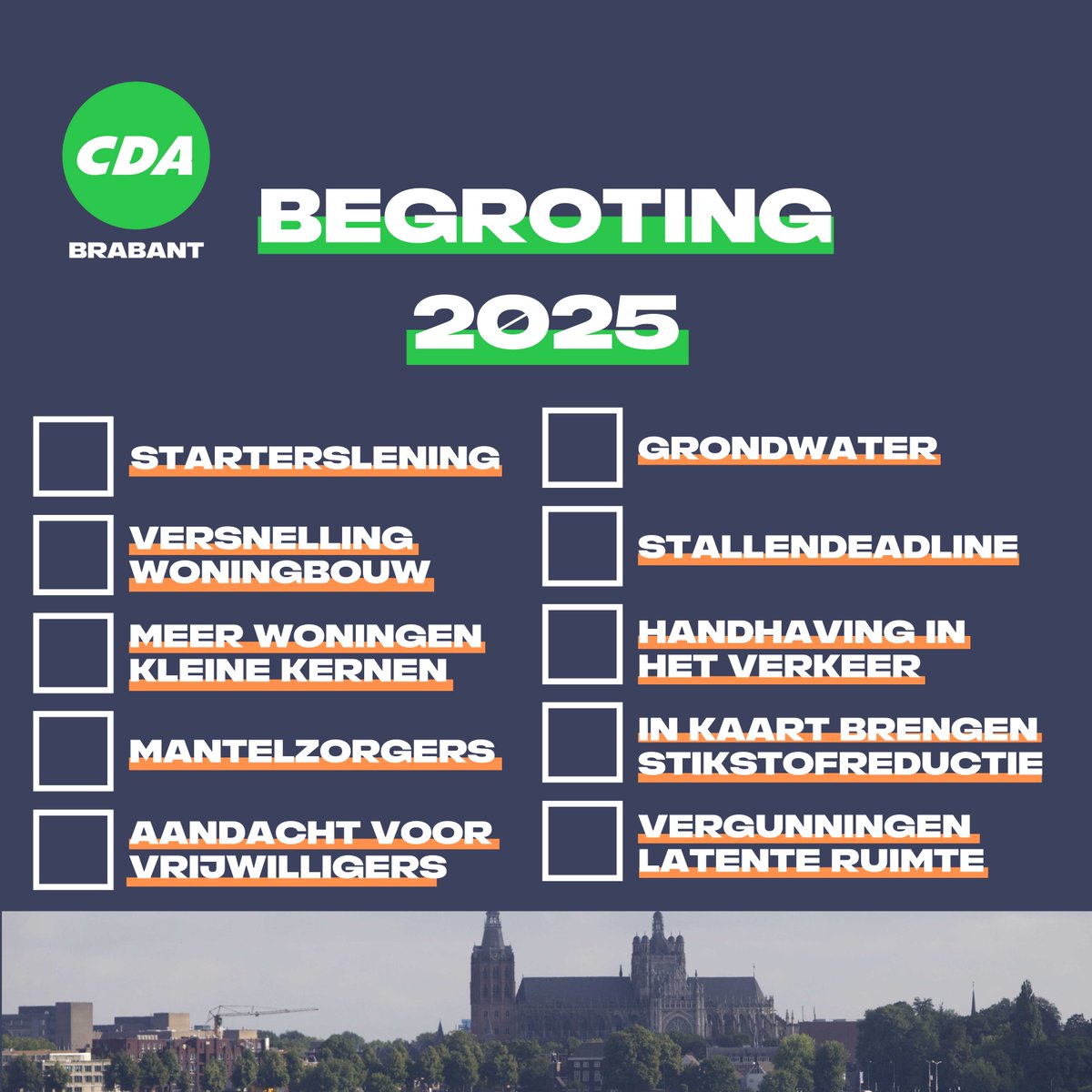 CDABrabant's tweet photo. 💚 𝐕𝐀𝐍𝐃𝐀𝐀𝐆 𝐁𝐄𝐒𝐏𝐑𝐄𝐊𝐄𝐍 𝐖𝐄 𝐃𝐄 𝐁𝐄𝐆𝐑𝐎𝐓𝐈𝐍𝐆 💚

Als CDA Brabant bouwen we vandaag tijdens het bespreken van de begroting aan een beter Brabant. We dienen maar liefst 10 moties in met constructieve voorstellen om Brabant een stukje beter te maken. https://t.co/i1k2lBUaJS