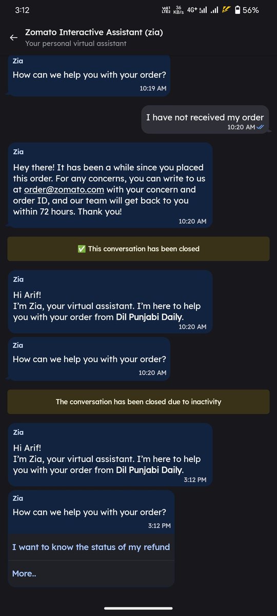 ArifEvents1's tweet photo. I Have Ordered Food Yesterday Night Money Is Debited But Order Not What is this no support of customer care from last night what is this @zomato @zomatocare @deepigoyal what's the customer service of yours no response from your team side I want my money or i have wasted time https://t.co/8WNdQt65tG