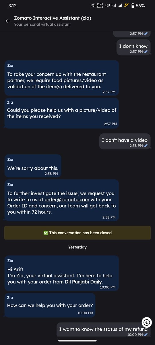 ArifEvents1's tweet photo. I Have Ordered Food Yesterday Night Money Is Debited But Order Not What is this no support of customer care from last night what is this @zomato @zomatocare @deepigoyal what's the customer service of yours no response from your team side I want my money or i have wasted time https://t.co/8WNdQt65tG