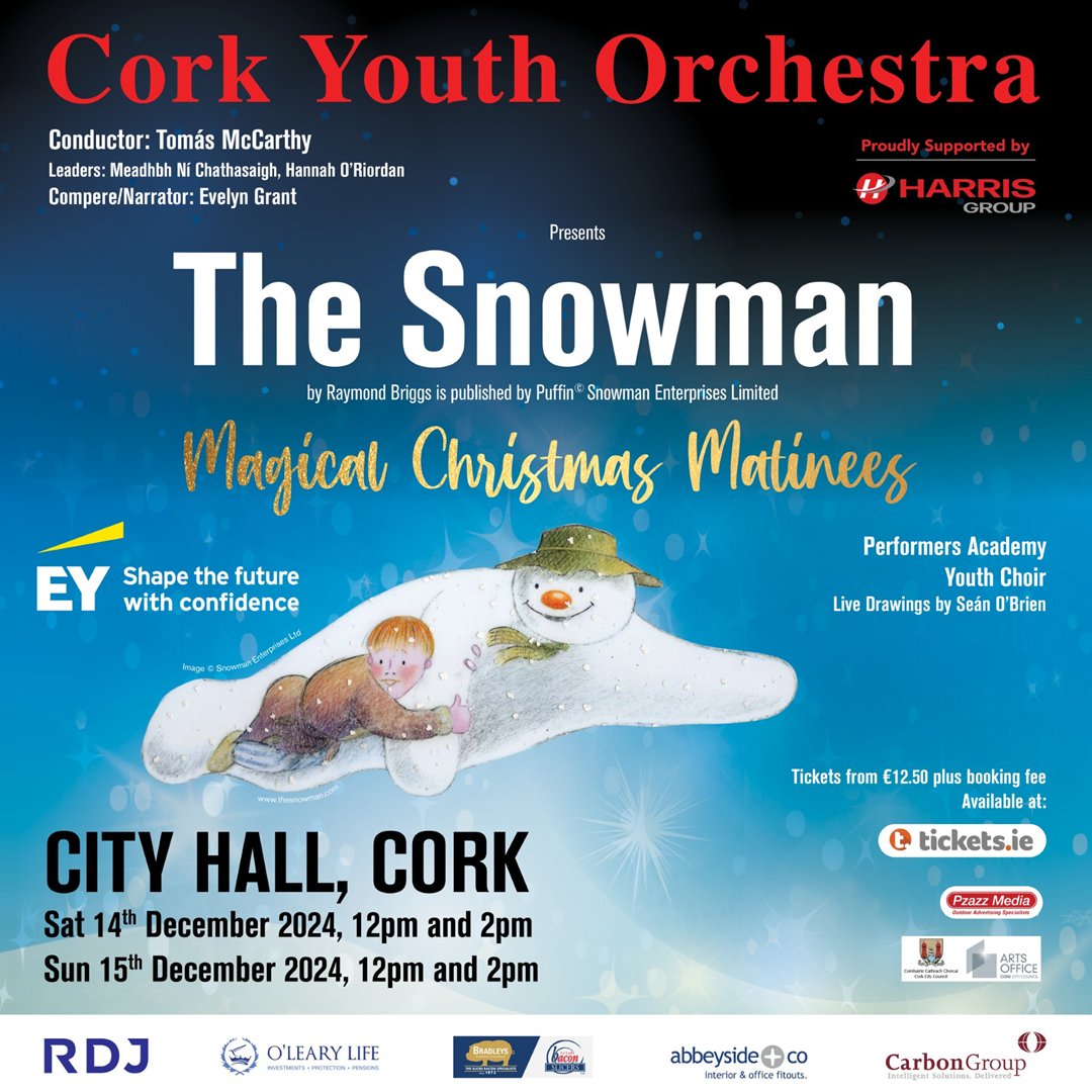 tickets.ie (@tickets_ie) on Twitter photo 🚨 𝗢𝗡 𝗦𝗔𝗟𝗘 𝗡𝗢𝗪 🚨
The Snowman returns! <a href="/CYOCork/">CorkYouthOrchestra</a> will perform The Snowman in two matinee concerts on Sat 14th & Sun 15th December at 12 noon and 2pm in the Cork City Hall.
Tickets on sale NOW 👉 bit.ly/Snowman-Shows 🚨 𝗢𝗡 𝗦𝗔𝗟𝗘 𝗡𝗢𝗪 🚨
The Snowman returns! <a href="/CYOCork/">CorkYouthOrchestra</a> will perform The Snowman in two matinee concerts on Sat 14th & Sun 15th December at 12 noon and 2pm in the Cork City Hall.
Tickets on sale NOW 👉 bit.ly/Snowman-Shows
