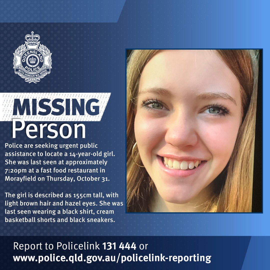 QldPolice's tweet image. Have you seen this missing 14-year-old girl? She was last seen in Morayfield last night: mypolice.page.link/5dEZ