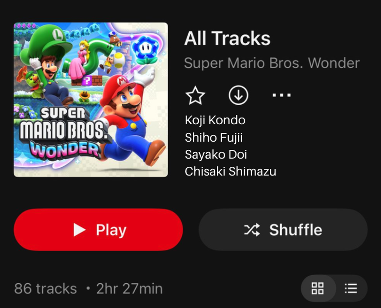 Super Mario Bros. Wonder is now on the #Nintendo music app. We added some relevant information.