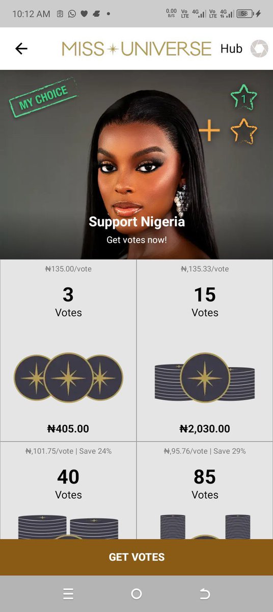 Odezuluigbo_1's tweet photo. The first vote is free, you only pay for multiple votes. 

Just got to know it’s cheaper to vote in Naira than in dollar when you download Miss Universe App.

It’s four times cheaper to vote using the App and in Naira. 

Let’s go harder! Keep the votes coming for Chidimma.

Please retweet massively!