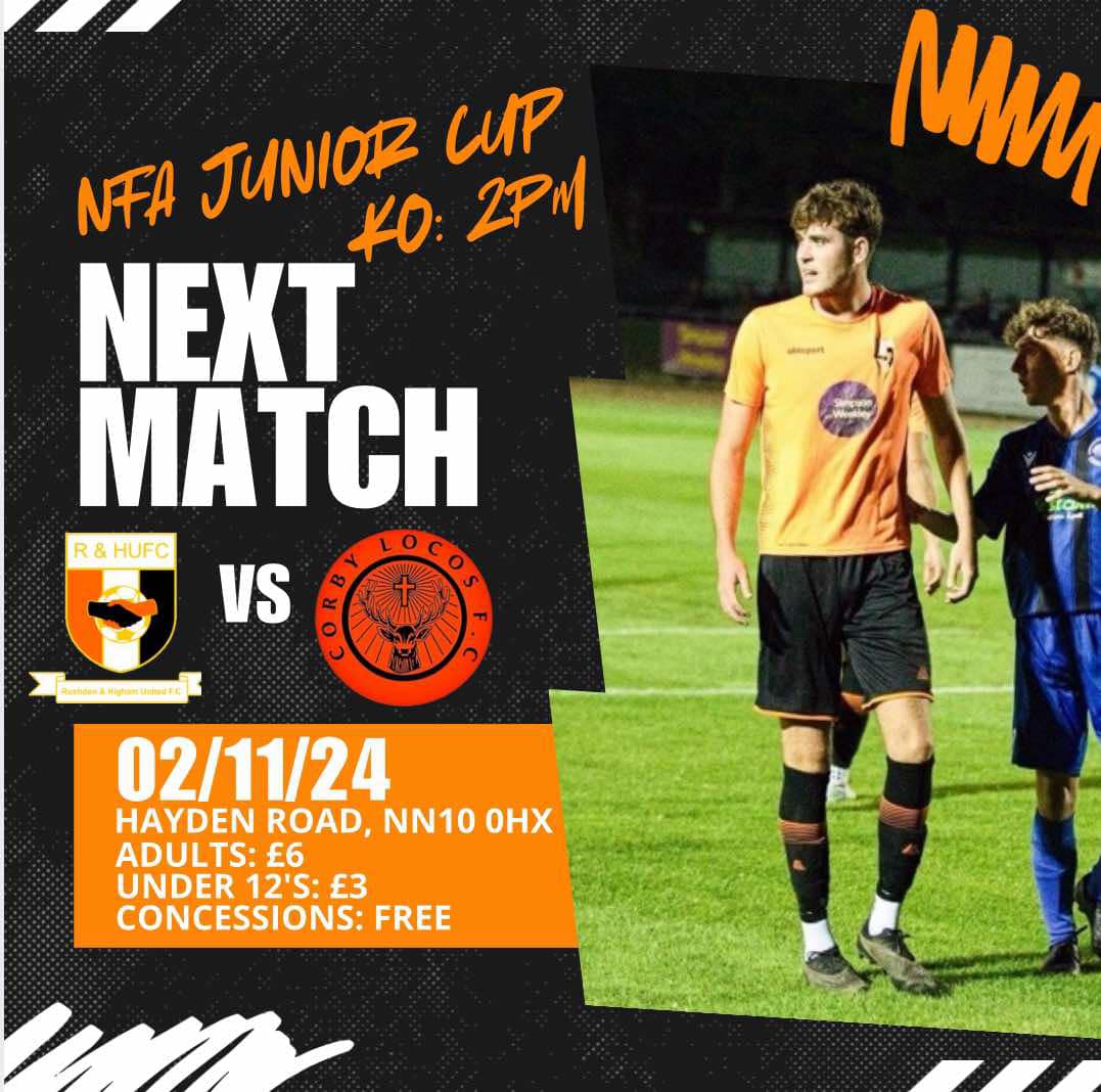 RandHUFC's tweet photo. 2pm Kick off tomorrow at Hayden Road.

County Cup vs Corby Locos. https://t.co/vSXvStpBDs