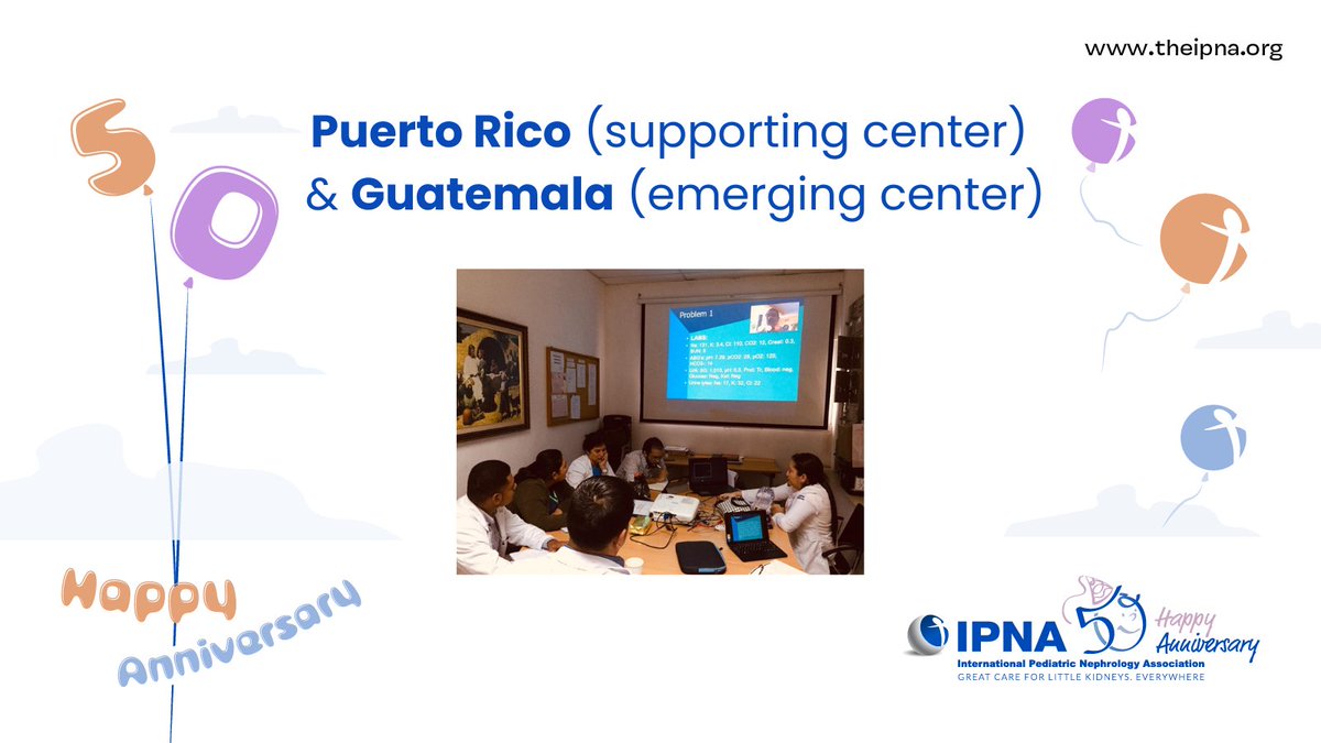 IPNA_PedNeph's tweet photo. 🎉 Honoring 50 Years of IPNA Achievements!

The first IPNA Sister Centers Collaboration took place between 2018 and 2020, connecting Guatemala &amp; Puerto Rico!

Celebrate with us and learn more about IPNA’s impactful initiatives!

#pedneph #IPNA50 #anniversary #community https://t.co/jBdZyX4odS