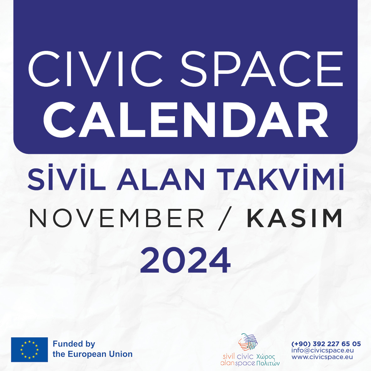 civicspaceeu's tweet photo. 👀 Civic Space Calendar - Sivil Alan Takvimi
🗓️ November - Kasım 2024 https://t.co/CFl3hSWxGO