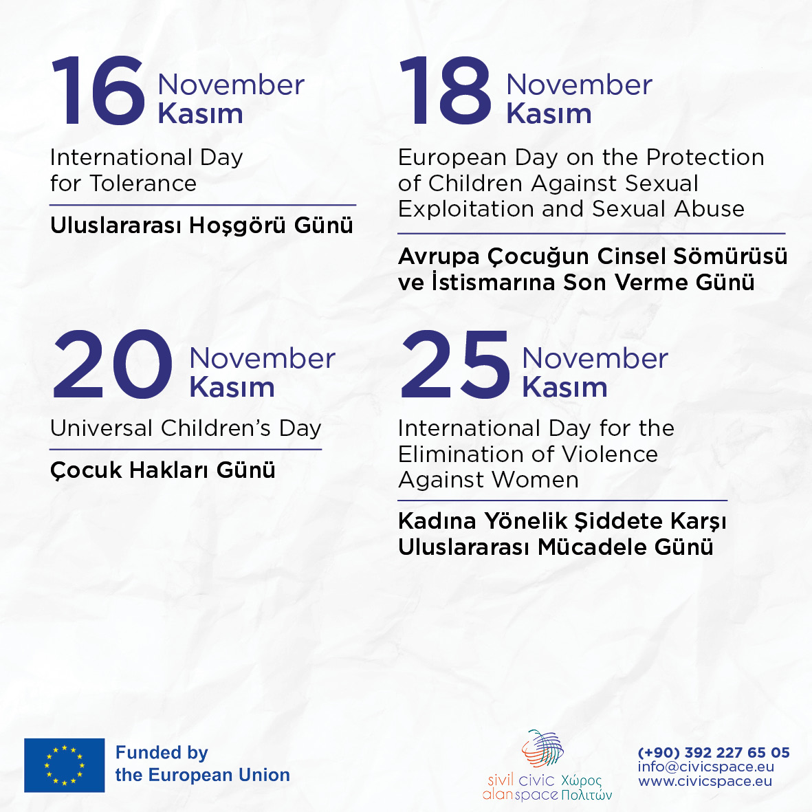 👀 Civic Space Calendar - Sivil Alan Takvimi
🗓️ November - Kasım 2024
