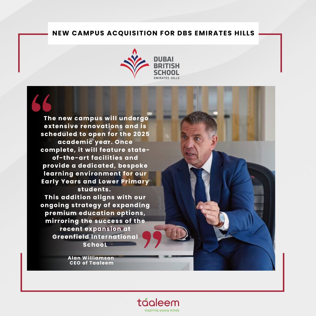 We have recently secured a new facility that will be converted into a self-contained campus for our youngest learners at Dubai British School (DBS) Emirates Hills.