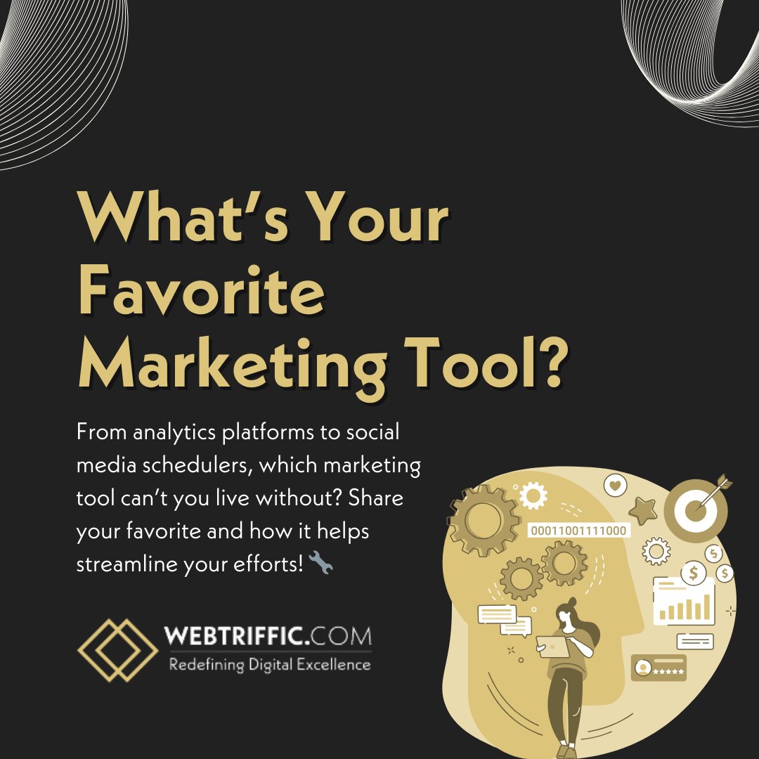 webtriffic's tweet image. 🛠️ What’s Your Favorite Marketing Tool? 🛠️  

From analytics platforms to social media schedulers, which marketing tool can’t you live without? Share your favorite and how it helps streamline your efforts! 🔧

#MarketingTools #FavoriteTools #DigitalEfficiency #WEBTRIFFIC