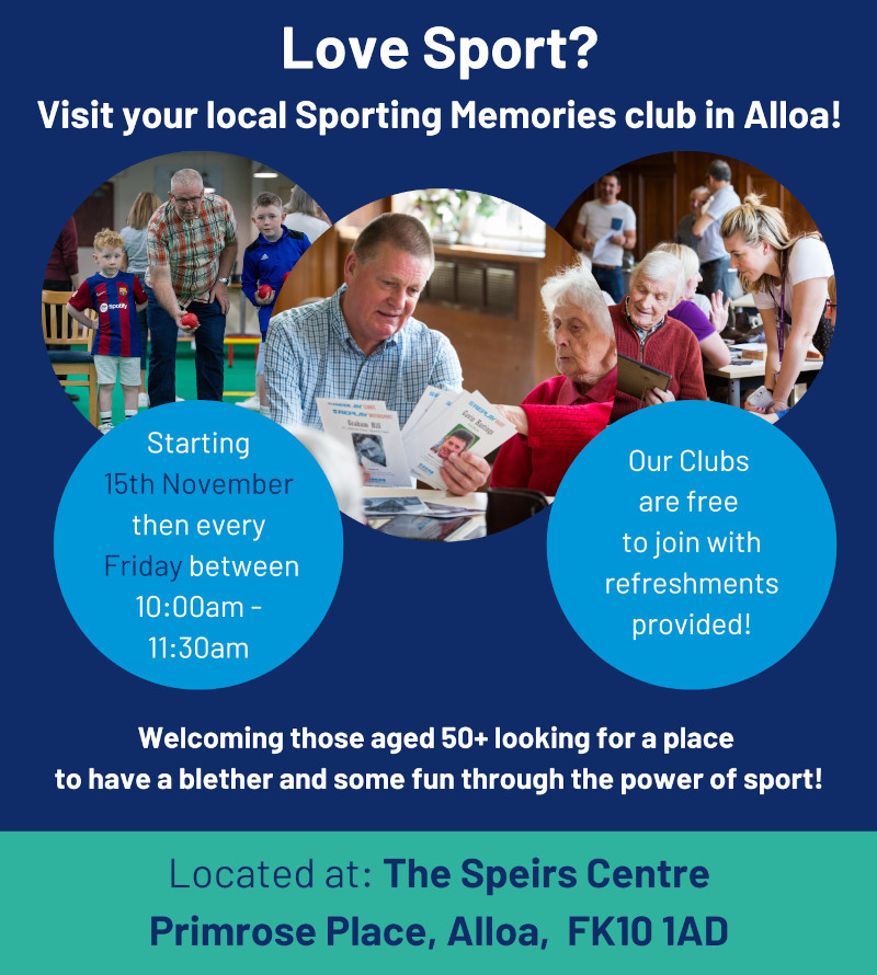 Clackmannanshire Council (@clackscouncil) on Twitter photo Sporting Memories club at Speirs Centre weekly on Fridays, 10-11.30am from 15 November: orlo.uk/LfFiB <a href="/ActiveClacks/">ActiveClacks</a> <a href="/AlloaCC/">Alloa CC</a> <a href="/AlvaCommCouncil/">AlvaCommunityCouncil</a> <a href="/MenstrieC/">Menstrie Community Council</a> <a href="/DollarCouncil/">Dollar Community Council</a> <a href="/clacksCTSI/">Clacks Third Sector Interface</a> <a href="/active8sauchie2/">active8sauchie</a> <a href="/AlvaDevTrust/">Alva Development Trust</a> <a href="/Dollar_CDT/">Dollar CDT</a> <a href="/TullibodyT/">Tullibody Community Development Trust</a> <a href="/LornshillCSH/">LornshillCSH</a> <a href="/ctr_fed/">CTRFed</a> <a href="/hawkhillcc/">@HawkhillCC</a> Sporting Memories club at Speirs Centre weekly on Fridays, 10-11.30am from 15 November: orlo.uk/LfFiB <a href="/ActiveClacks/">ActiveClacks</a> <a href="/AlloaCC/">Alloa CC</a> <a href="/AlvaCommCouncil/">AlvaCommunityCouncil</a> <a href="/MenstrieC/">Menstrie Community Council</a> <a href="/DollarCouncil/">Dollar Community Council</a> <a href="/clacksCTSI/">Clacks Third Sector Interface</a> <a href="/active8sauchie2/">active8sauchie</a> <a href="/AlvaDevTrust/">Alva Development Trust</a> <a href="/Dollar_CDT/">Dollar CDT</a> <a href="/TullibodyT/">Tullibody Community Development Trust</a> <a href="/LornshillCSH/">LornshillCSH</a> <a href="/ctr_fed/">CTRFed</a> <a href="/hawkhillcc/">@HawkhillCC</a>