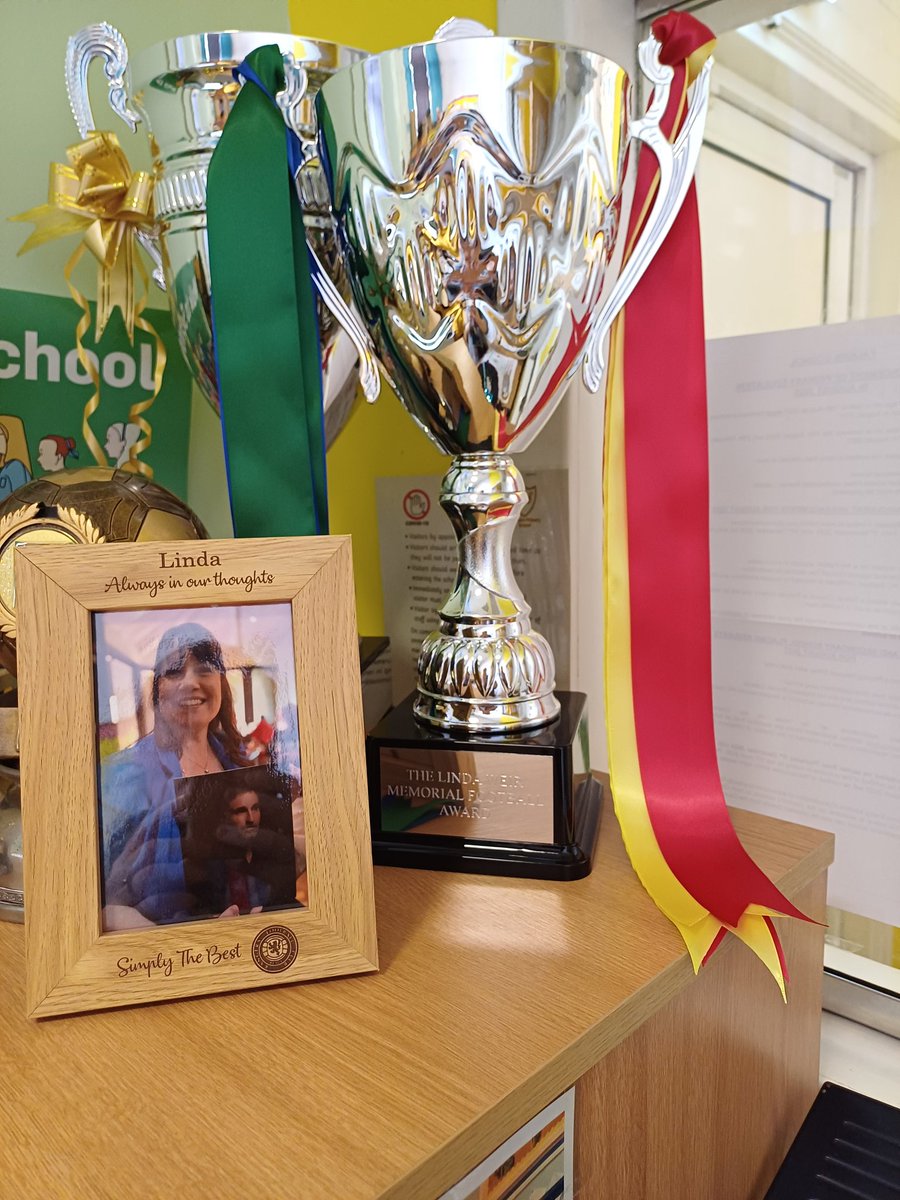 carmuirsprimary's tweet photo. Today we received a beautiful offering in memory of the late Mrs Weir. This was donated by a past pupil @AndrewGrimshaw_ who was truly touched by her kindness and the impact she made on his life. This award will be used in our inter house Football events. Thank you. https://t.co/PFyxLTXZzJ