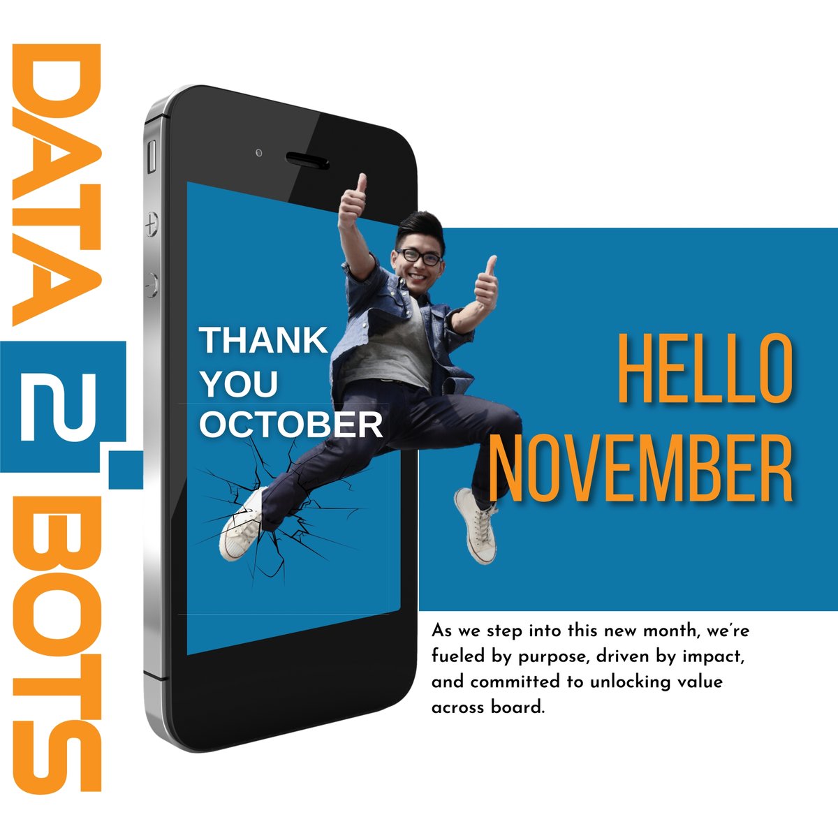 Happy New Month from #Data2Bots! This November, we’re bringing our A-game across:

- Talent as a Service: top tech talent, no hassle
- Data &amp; Cloud Solutions: scalable &amp; secure
- Data2Employ: matching talent with purpose 

Here’s to growth, impact &amp; new possibilities! #NewMonth