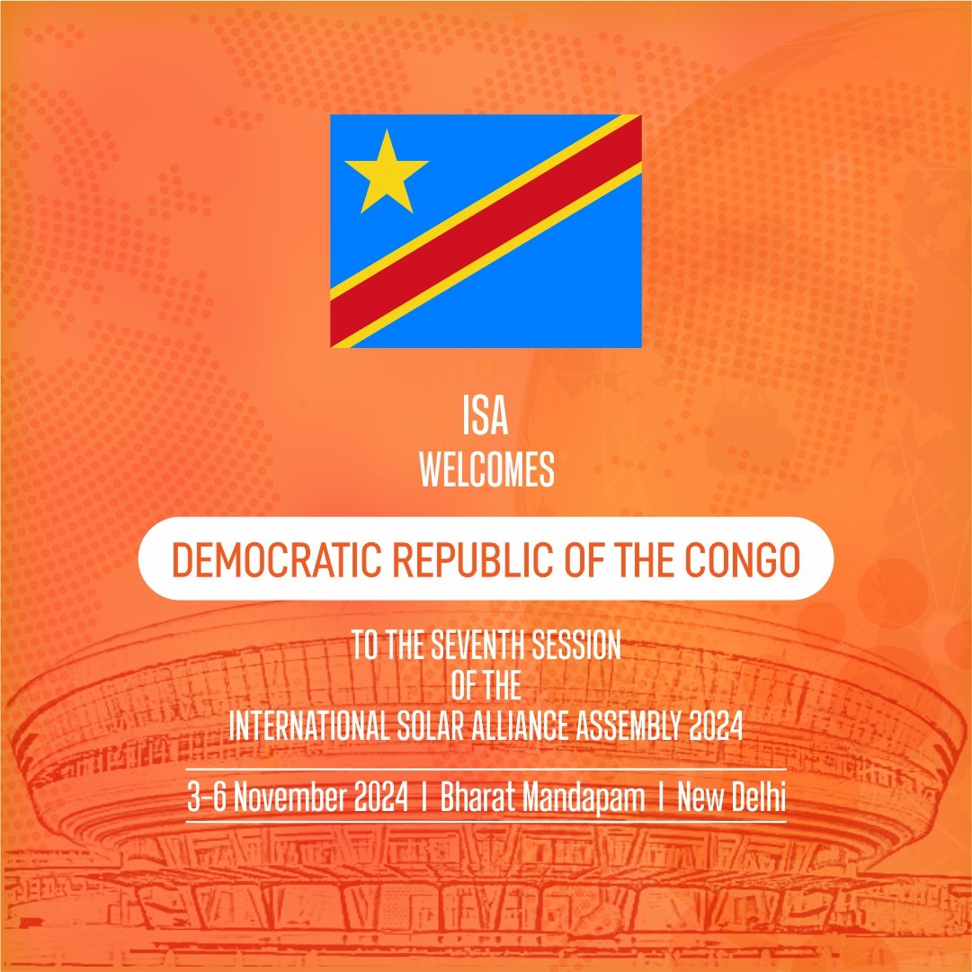 isolaralliance's tweet photo. Excited and Honored 🤝🙏

We are ready to welcome our Member Countries at the #ISA7thAssembly.

Looking forward to engaging discussions and collaborations. Let us explore opportunities to make solar the future choice of energy for all.

@IndiainDRC @IndiainSL @SLinIndia @IndiaInEthiopia @EmbassyDelhi @eoiberlin @GermanyinIndia