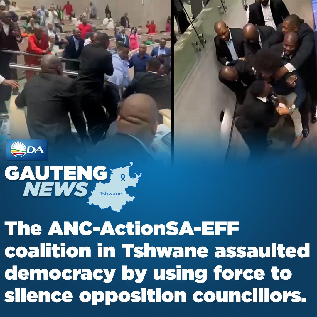 🚨❌ [ICYMI] Tshwane’s coalition of chaos unleashes violence on DA councillors. 

Read more: dagauteng.org.za/2024/10/tshwan…