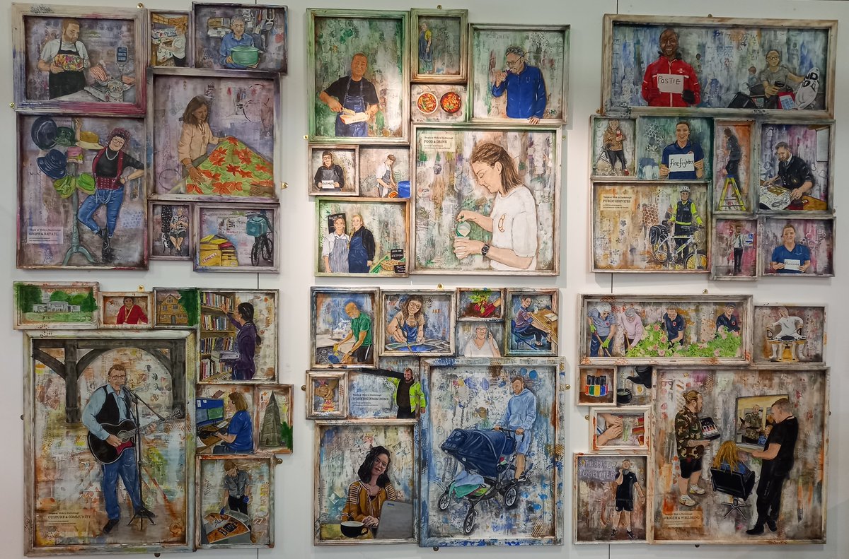 Visit us at Market Harborough Library &amp; Museum to see our wonderful new mural and exhibition inspired by Ladybird books! The mural was created by over 250 people and displays the local community at work.  #MarketHarborough #LibraryAndMuseum #LadybirdBooks #LocalArt