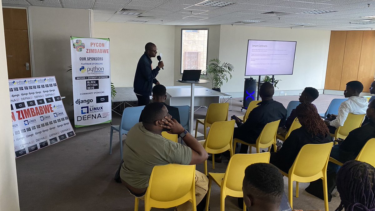 pycon_zim's tweet image. Jabulani talking about saving property value through blockchain.  #pyconzim
