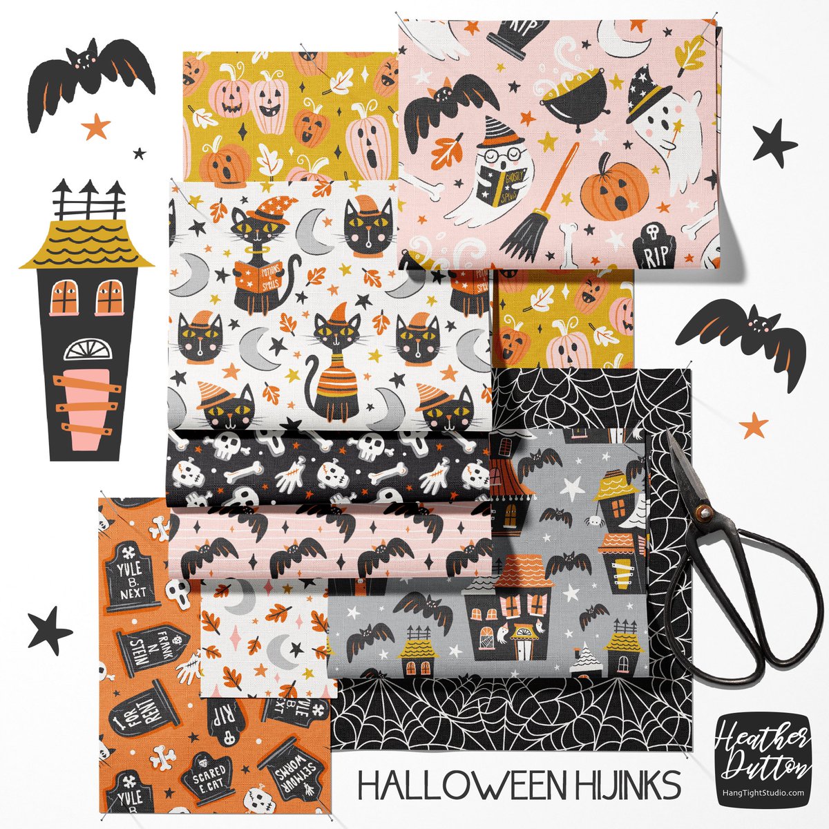 Halloween Hijinks Collection 🎃 I hope you all had a spooktacular Halloween yesterday! bit.ly/4eYZTz7

#patterndesigner #patterndesign #surfacedesign #surfacepattern #artlicensing #halloweenfabric #Halloween2024 #fabriccollection