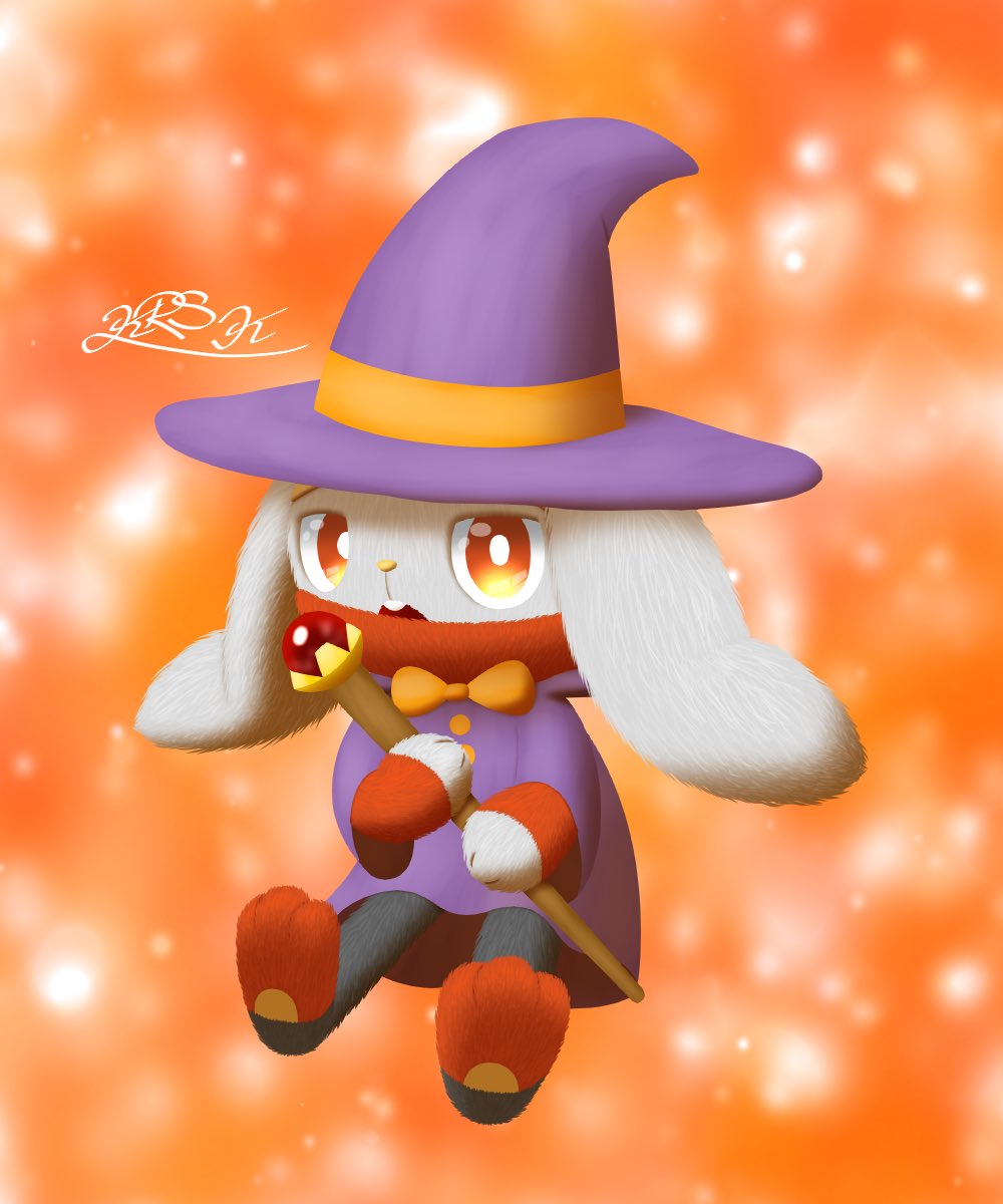 #ポケモンイラスト
遅刻したー！ハッピーハロウィン！
魔法使い衣装のラビフット