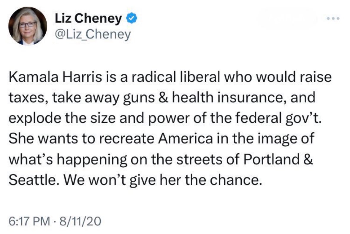 <a href="/Liz_Cheney/">Liz Cheney</a> Hey Liz, remember when you posted this?

What exactly made you change your mind, and decide to throw your support behind a RADICAL LIBERAL?