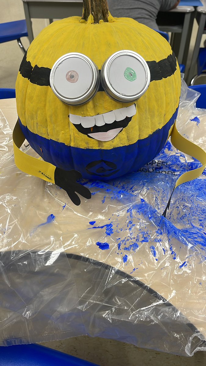 Our class pumpkin! Students worked together to turn our pumpkin into a minion! Love the final result 🎃