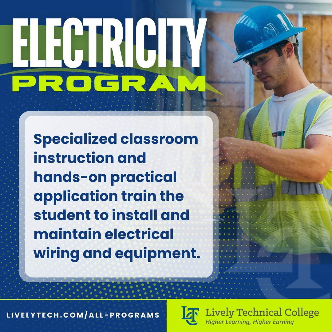 LivelyTechTally's tweet image. Power up your future! Join our Electricity program and gain the skills to light up the world. Start your journey at Lively Tech today! 💡

💻 Learn more at livelytech.com/all-programs

#HigherLearningHigherEarning #Electrician #LivelyTech