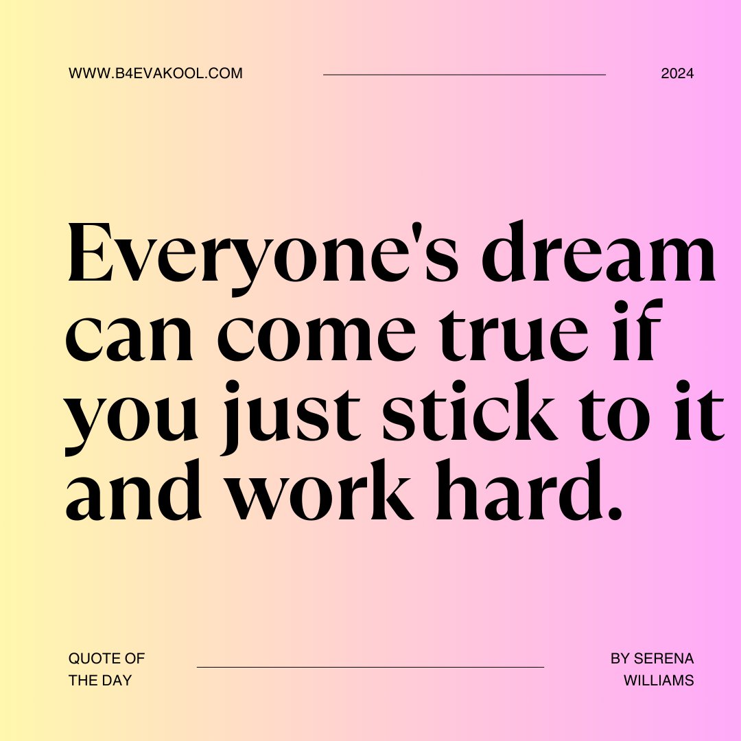 B4evaKool's tweet photo. Quote of the day by Serena Williams #quote #b4evakool #beforevercool #foreverbrand #aimhy https://t.co/CCpaUhTIdl