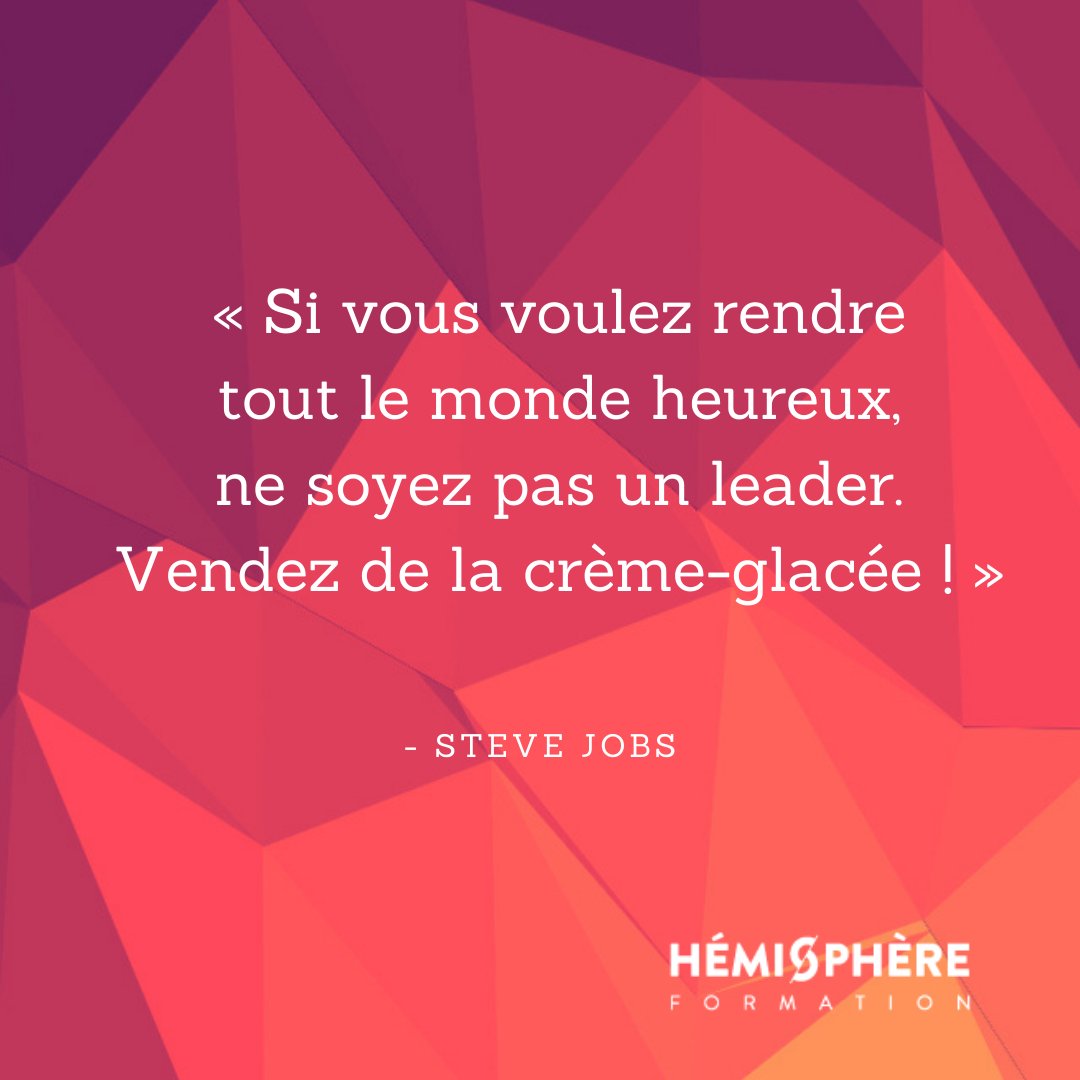 [Citation]✨   

"Si vous voulez rendre tout le monde heureux, ne soyez pas un leader.
Vendez de la crème-glacée !"

-Steve Jobs

#Citation #Inspiration #Leadership #Bonheur #Créativité #Entrepreneuriat #Réussite #Motivation #Sagesse #Faitespasserlecourant