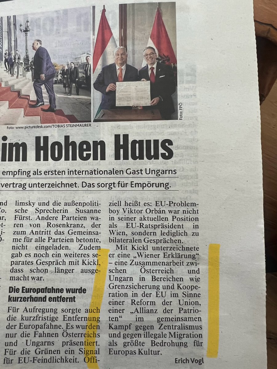 Kickl unterzeichnet eine Erklärung für eine Zusammenarbeit zwischen Ö und U??? In welcher Funktion?? Komplettes Ignorieren unserer Verfassung. Das wird noch lustig.