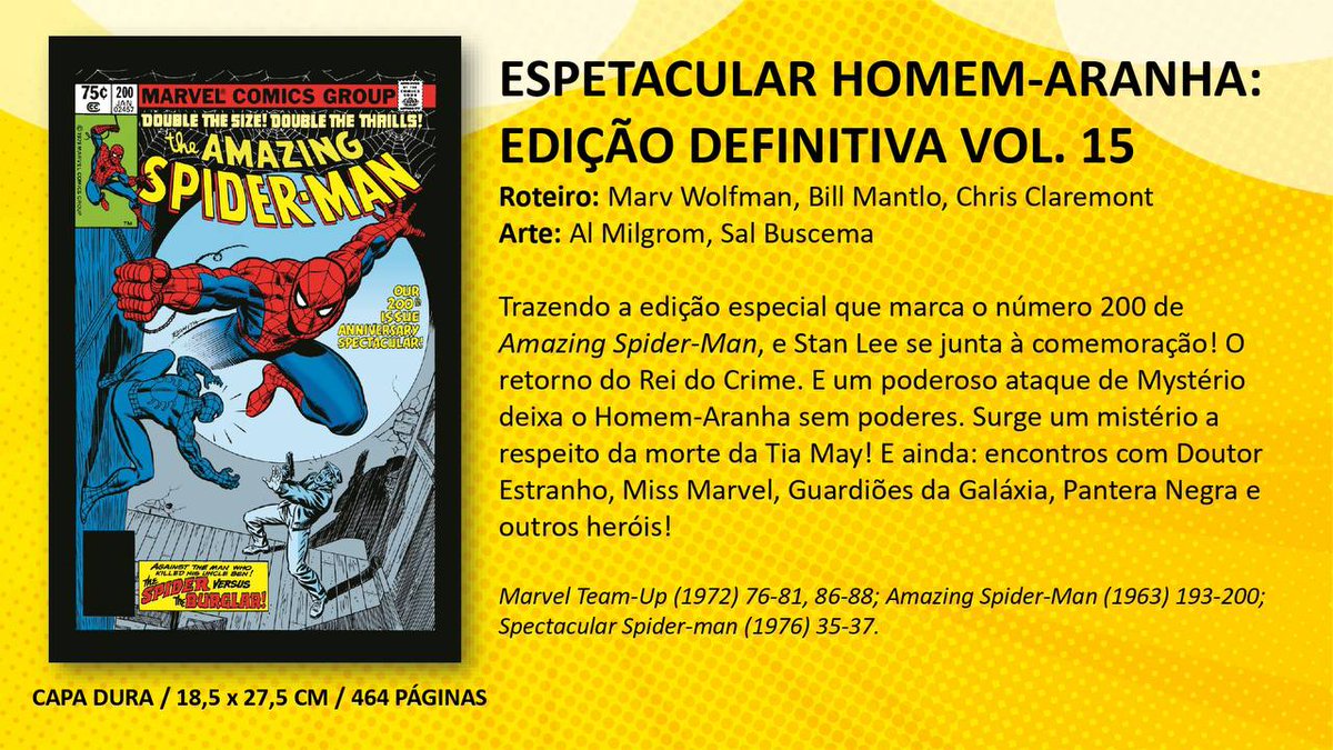 leogral's tweet photo. @naliato Bom dia @naliato , antes mais nada parabéns pelo trabalho que vem fazendo junto ao editorial da Marvel na Panini. Se me permite uma dúvida,  no anúncio da edição definitiva 15 do Homem-Aranha percebi o pulo nas edições de Marvel Team Up de 82-85. https://t.co/7MgqQc2WjC