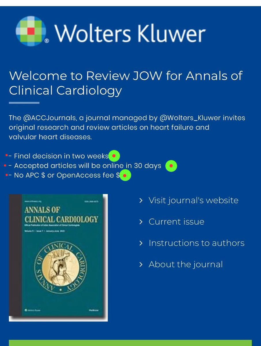 🧿Open Access - Wolters Kluwer 📍♻️
🛎️FREE ‼️
🅾️No charges or APC fee ‼️
📈Final Decision in 2 weeks 🧿
📚Article will be published online AOP in 30 days : journals.lww.com/accd/pages/def…