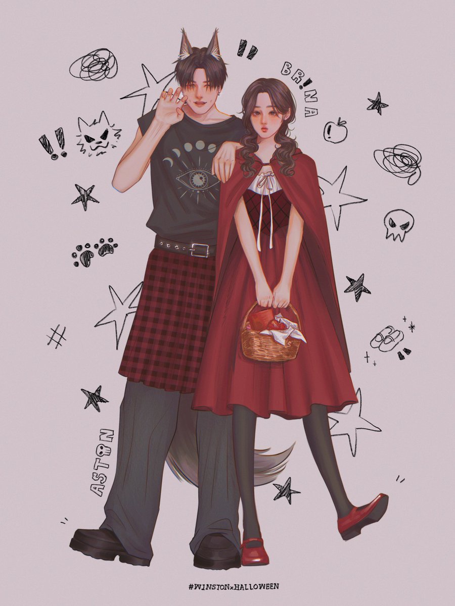 dumbaston's tweet photo. #WINSTONxHALLOWEEN

*          ☆★  10.31 (thb)  ——  w. my best friend @ brinapen

and just as little red-cap entered the wood ,  a wolf met her . https://t.co/7Waa3VIJdm