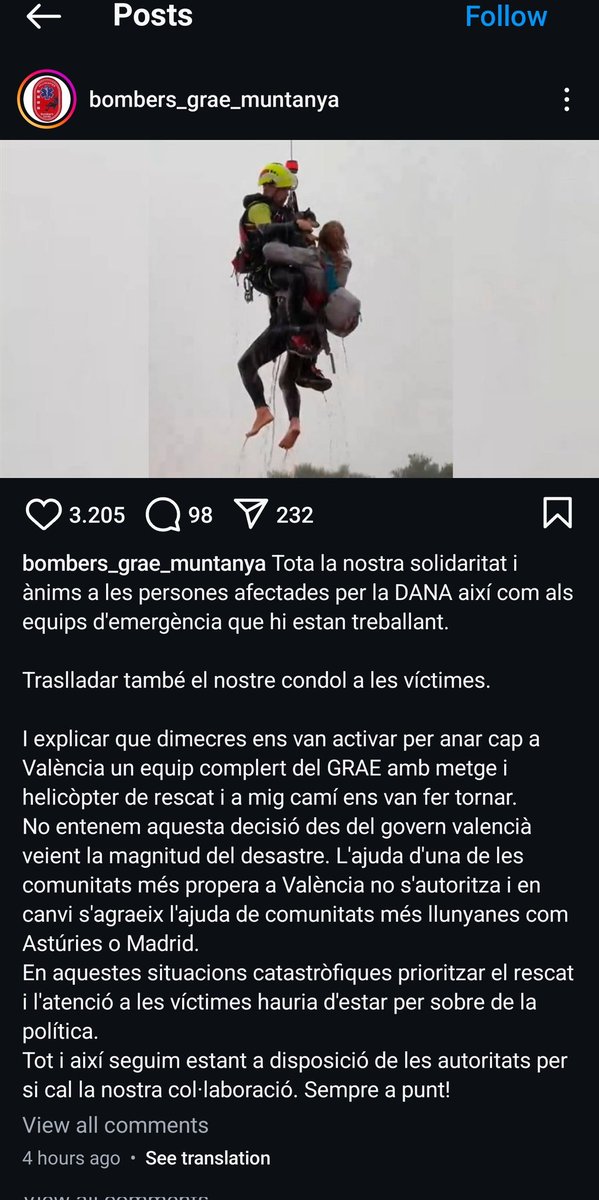 Corrijo: Una unidad completa iba de camino y les obligaron a volver. Quiero pensar que esto tendrá algún tipo de consecuencias penales pero me temo que no serán ni políticas. Son unos miserables. #dana