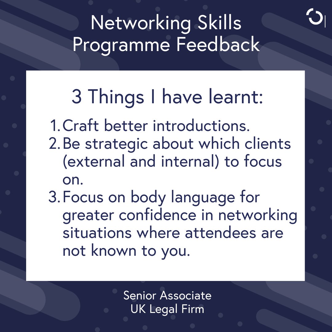 OpensideGroup's tweet photo. During a recent Networking Programme delivered to a UK Law Firm Openside Leaders reviewed the process of building a stronger network, here are 3 things one of the participants learnt during the programme: 

#networking #programme #learn https://t.co/7RMyzC8eg4