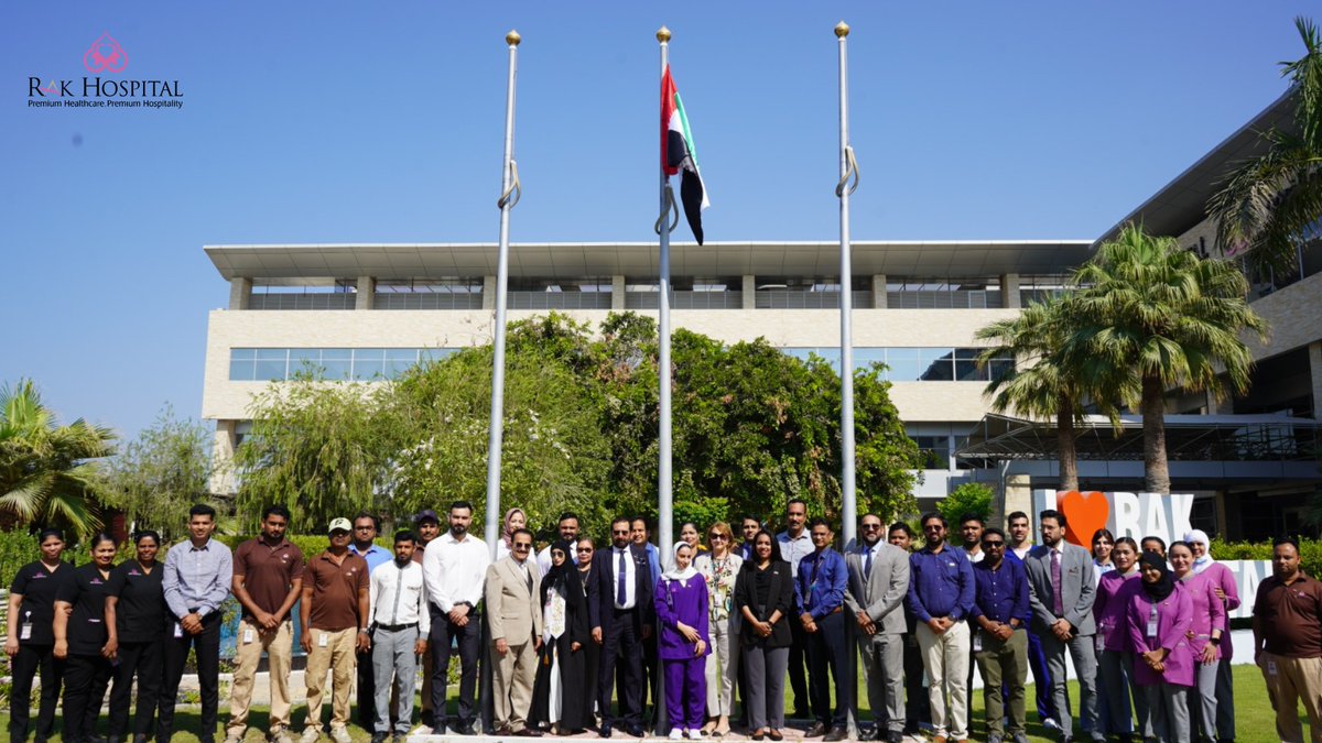RAKHospital's tweet image. As we raise our flags high, let’s celebrate our country's progress, diversity, and unity. May we continue to strive for a brighter future together, inspired by the spirit of the UAE!

#UAEFlagDay #ProudToBeUAE #UnityAndPride #UAE2024