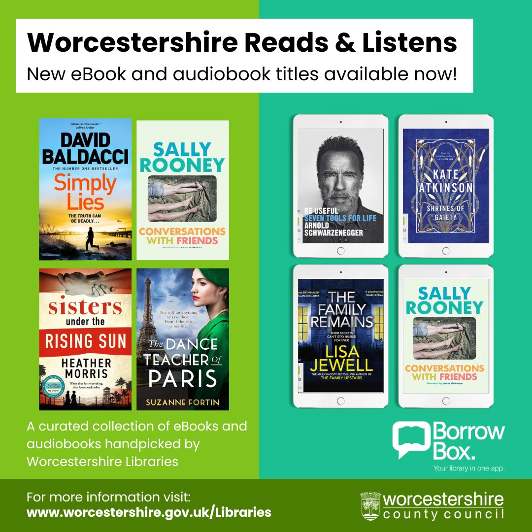 November's Worcestershire Reads &amp; Listens titles are now available!

Explore a monthly selection of FREE eBooks &amp; audiobooks handpicked by our library team, available on BorrowBox.

Visit: worcestershire.borrowbox.com