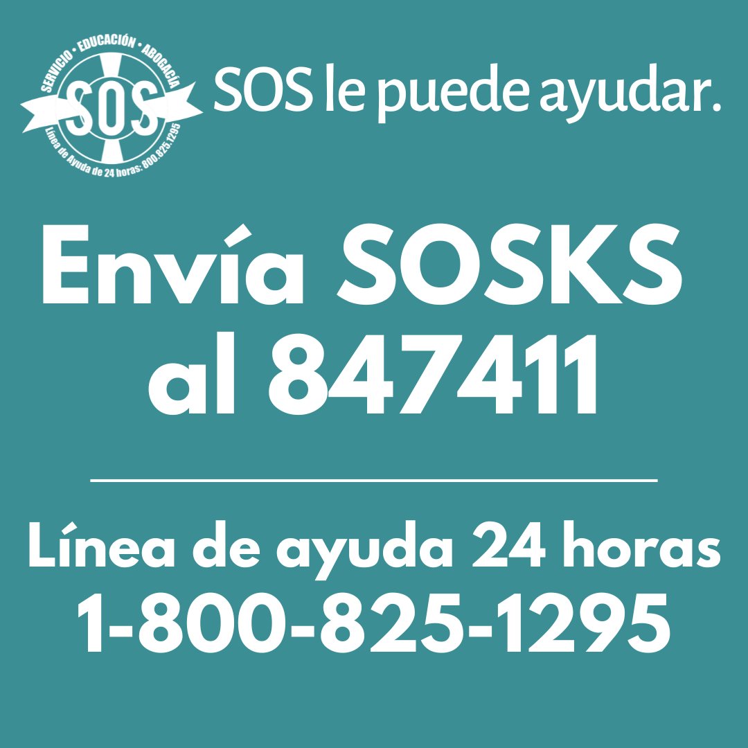 SOSKansas's tweet photo. No one deserves to be abused. SOS can help. 24-hour helpline 1-800-825-1295 or text SOSKS to 847411. 
Nadie merece ser abusado. SOS le puede ayudar. Línea de ayuda 24 horas 1-800-825-1295 o envía SOSKS al 847411. https://t.co/N0Upok6h8B