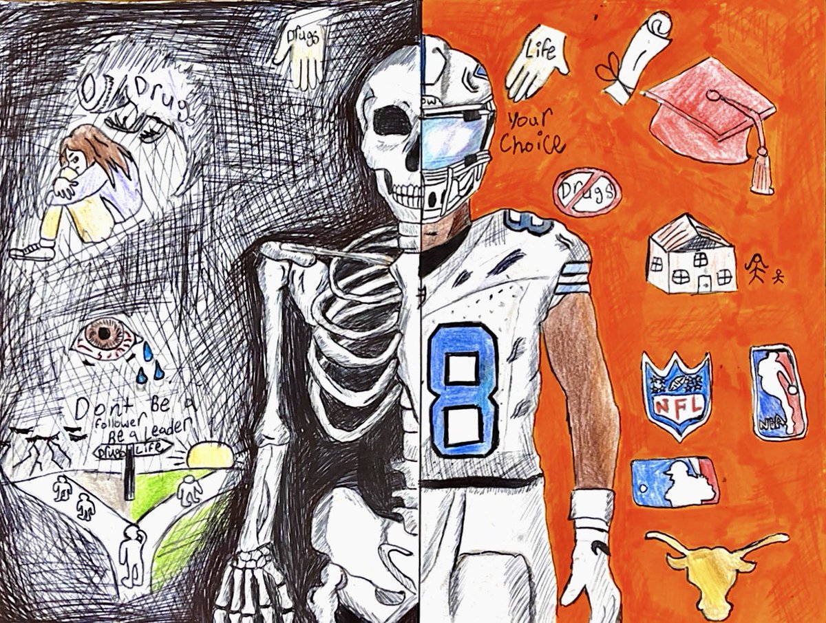 It is a privilege to announce on Red Ribbon Week that TMS won the IISD Drug Awareness Contest. We won not only 3rd pl, but also 2nd pl, and 1st pl.
 <a href="/PFE_IISD/">Parent Education & Community Engagement Irving ISD</a> <a href="/IISDFineArts/">Irving ISD Fine Arts</a> <a href="/TravisMSBobcats/">Travis Bobcats</a> 

1st Pl - 8th Gr - L. Calderon
2nd Pl- 7th Gr -  M. Escobar:
3rd Pl - 7th Gr - E. Luera