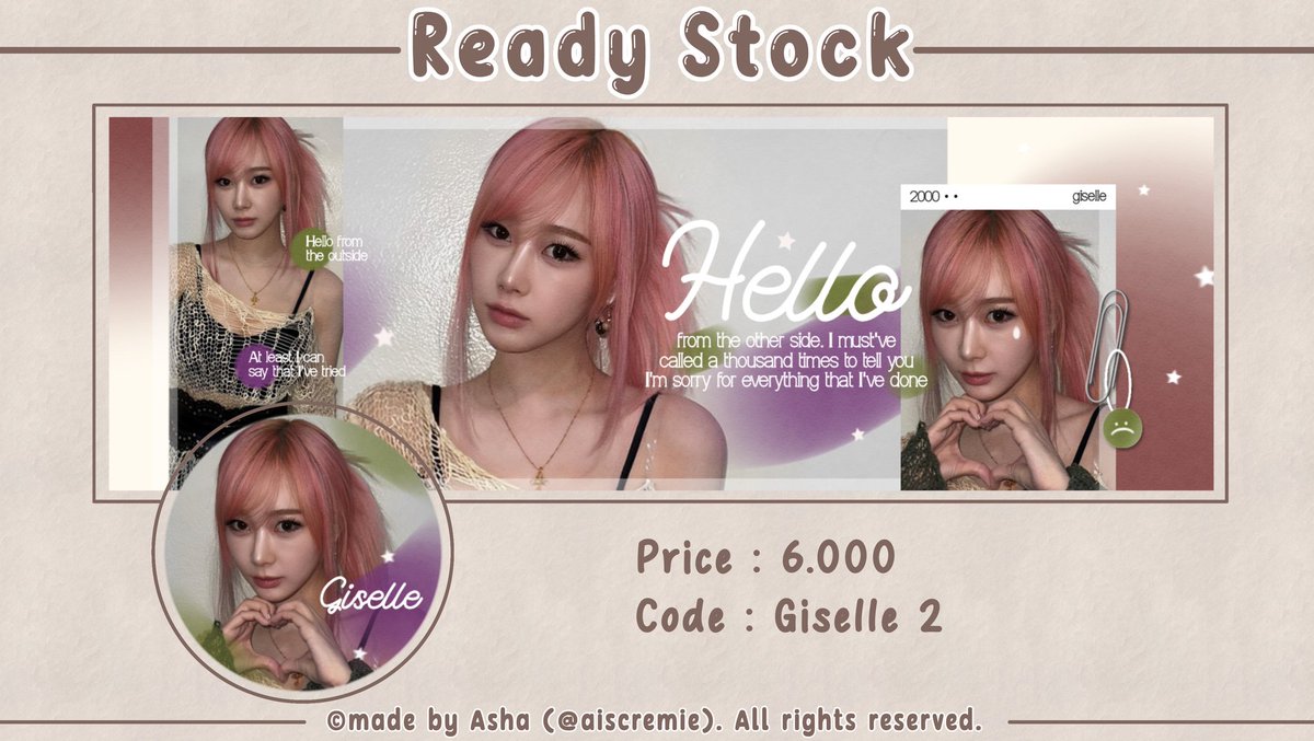 Help repost will be appreciated 💕 

Layout ready stock Ningning dan Giselle update terbaru. Yang mau take bisa DM aku~

💵 6.000/ea
💳 QRIS (all e-wallet)
📝 Free retext 

#zonauang