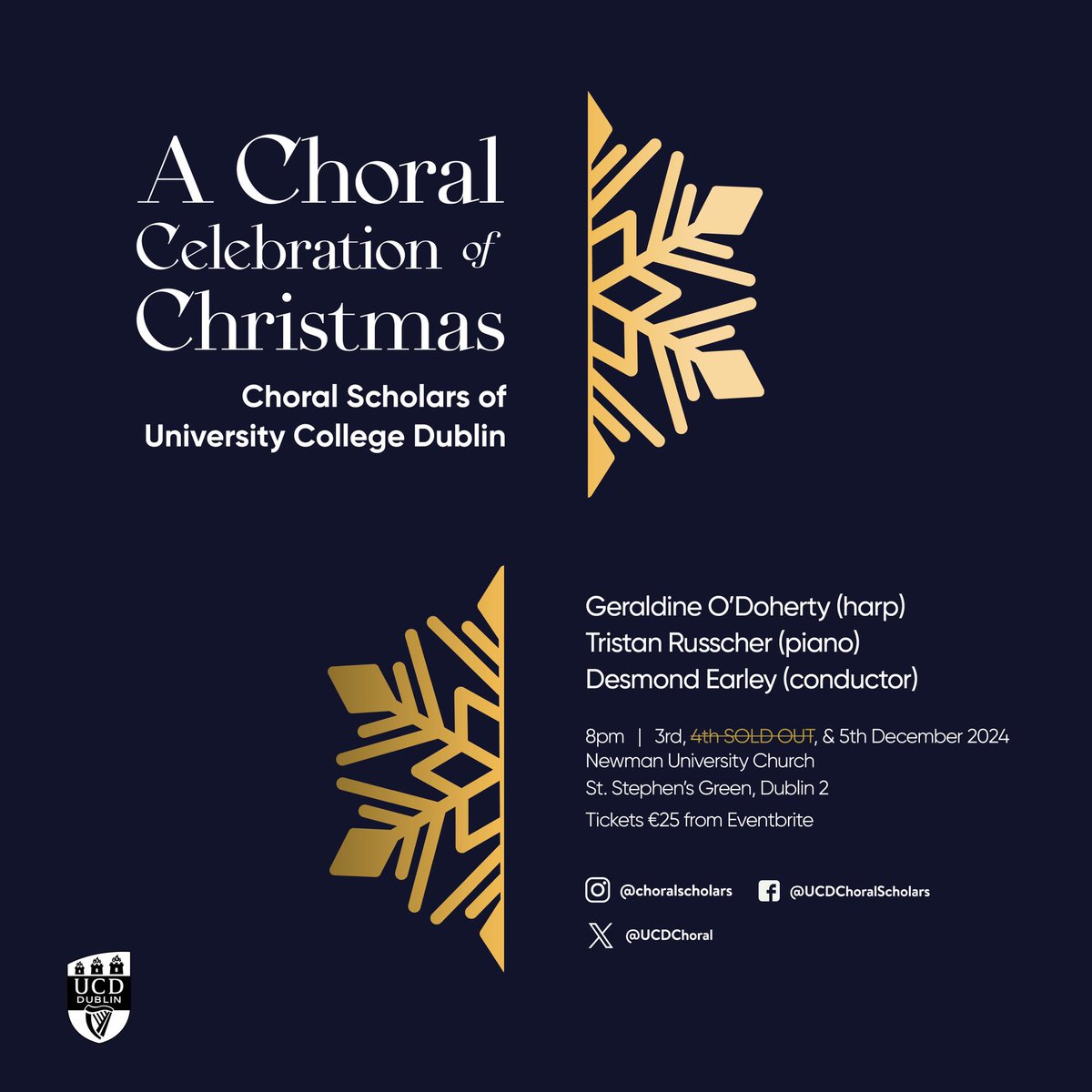 ‘A Choral Celebration of Christmas’ 2024 tickets are on sale now! Join us in Newman University Church on 3-5 December and start the festive season with some beautiful choral music. Tickets available on Eventbrite. ❄️