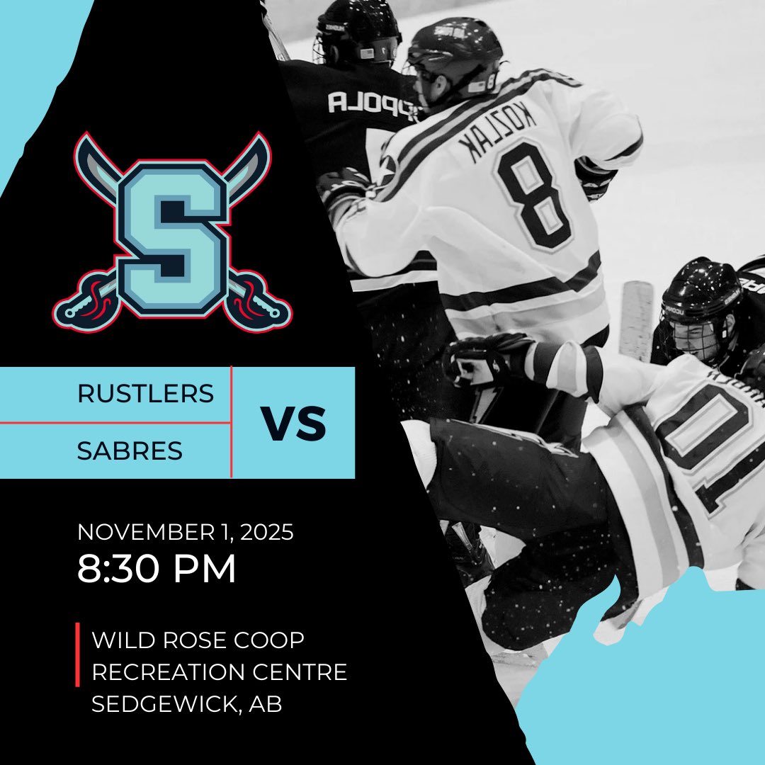 SedgewickSabres's tweet photo. GAMEDAY!! Sabres host the @WWRustlers tonight for our home opener! Come treat yourself to a couple cold ones and cheer on the boys! Puck drop @ 8:30. #TGIF https://t.co/N6URtSRuNB