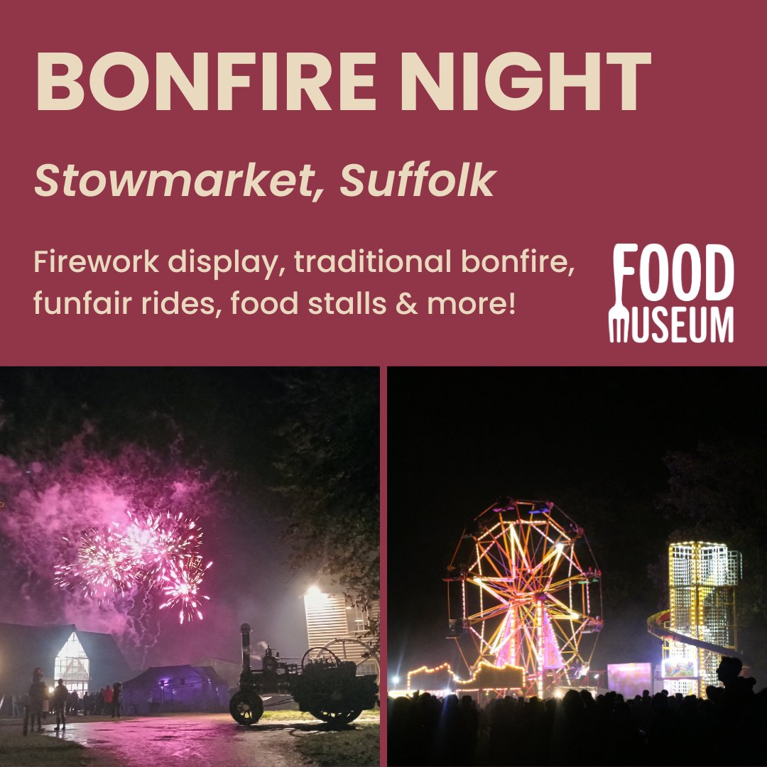 🎆 Don't forget, our Bonfire Night celebrations are tomorrow night! 🎆

Join us from 6pm for dazzling fireworks displays, traditional bonfire, fairground rides, delicious food stands, sparklers and more! 🎇

🎟️ Tickets available online and at the door:
foodmuseum.org.uk/events/bonfire…