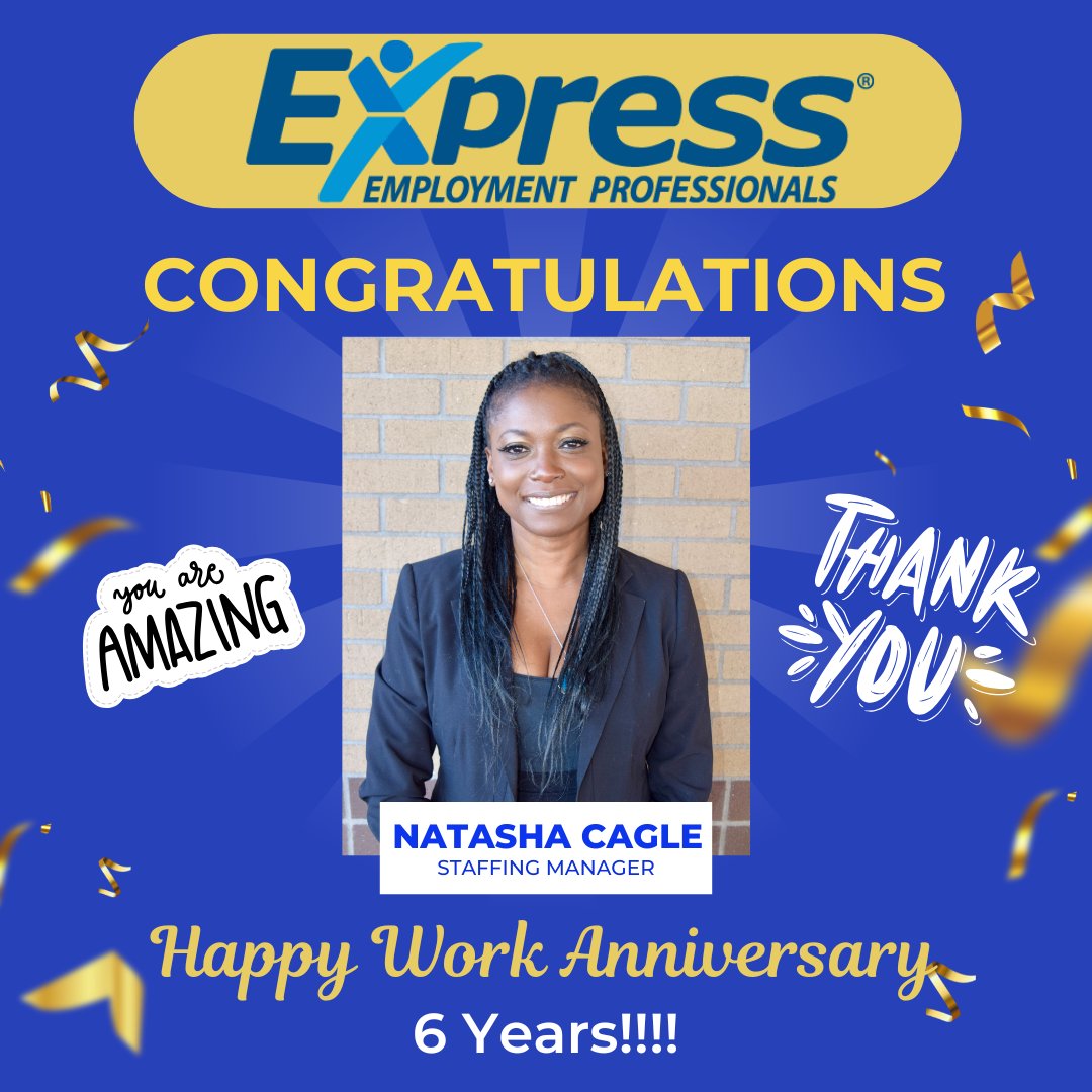 Express_Bend's tweet image. Happy 6th Work Anniversary to our amazing Staffing Manager, Natasha! Thank you for all you do for our team, associates, clients, and the community! We are so lucky to have you on Team Bend!!!!

#ExpressPros #ADay #ThankYou #NeverLeave #WeAreCentralOregon