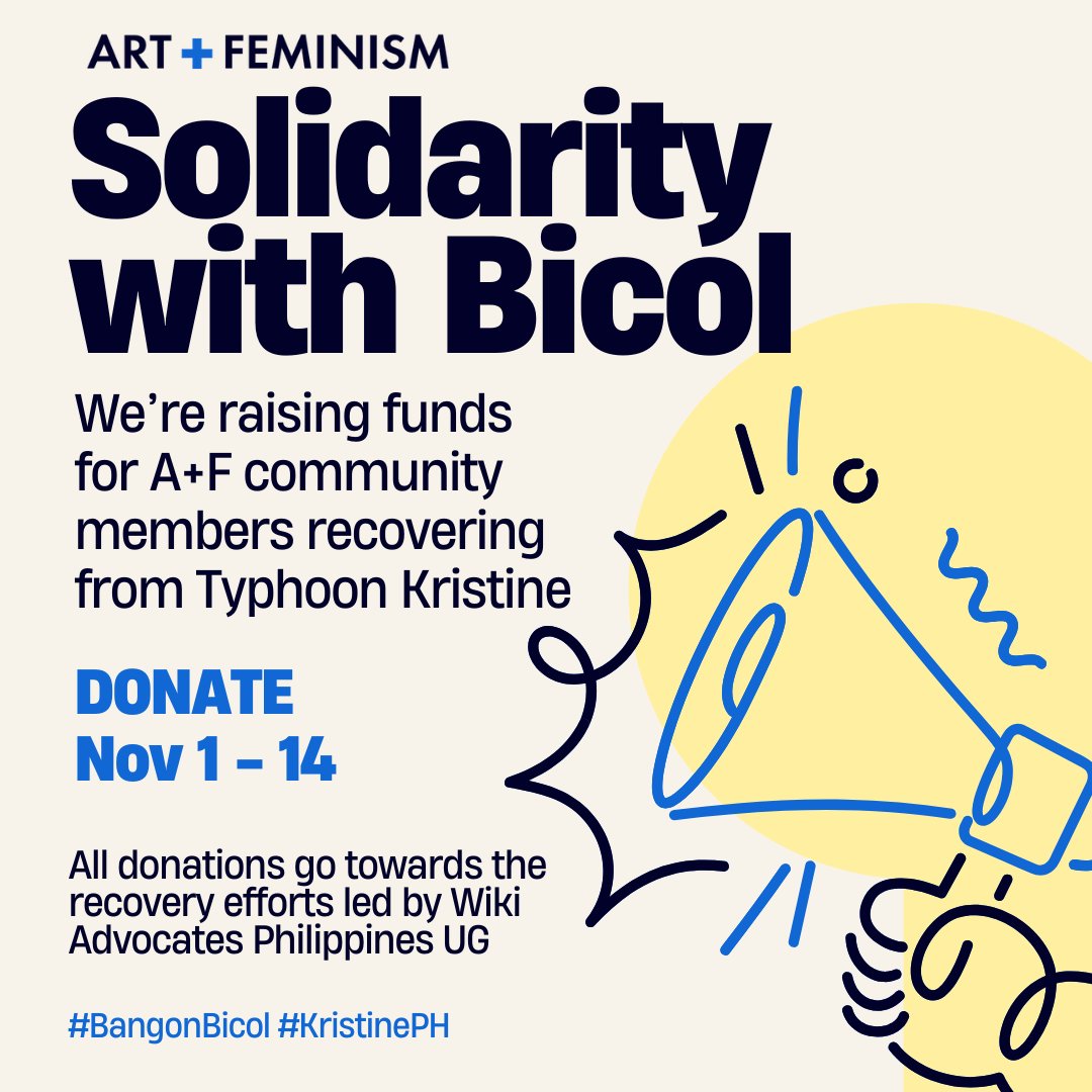 artandfeminism's tweet photo. Our Philippines Network Organizer + Wiki Advocates Philippines UG are leading relief efforts after Typhoon Kristine’s record-breaking floods. 50K+ displaced. Donations fund crucial supplies for affected communities. Fundraiser until Nov 14. Support here: https://t.co/JTjFZLuLXO https://t.co/2BRmELeGmN