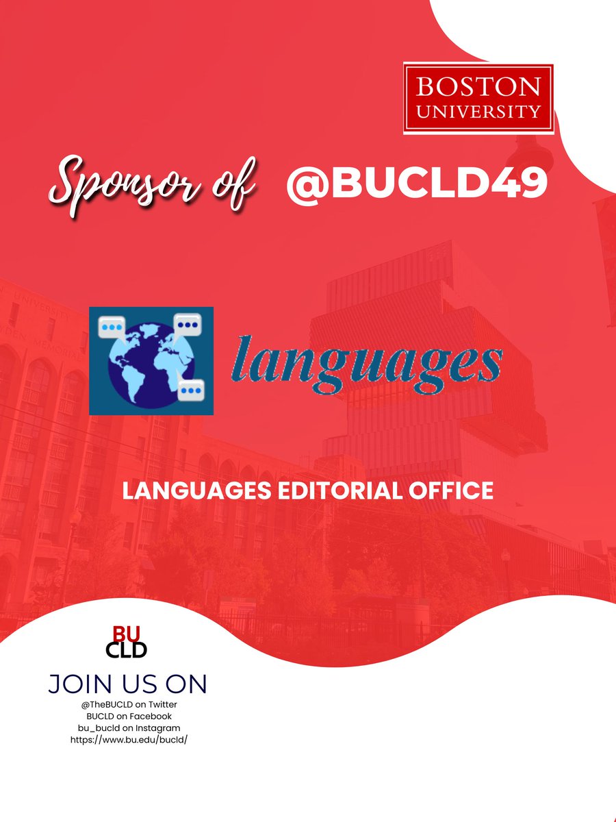 TheBUCLD's tweet image. ✨We’re proud to announce that the Languages Editorial Office is one of the main sponsor of the 49th Annual Boston University Conference on Language Development (@BUCLD49). ✨