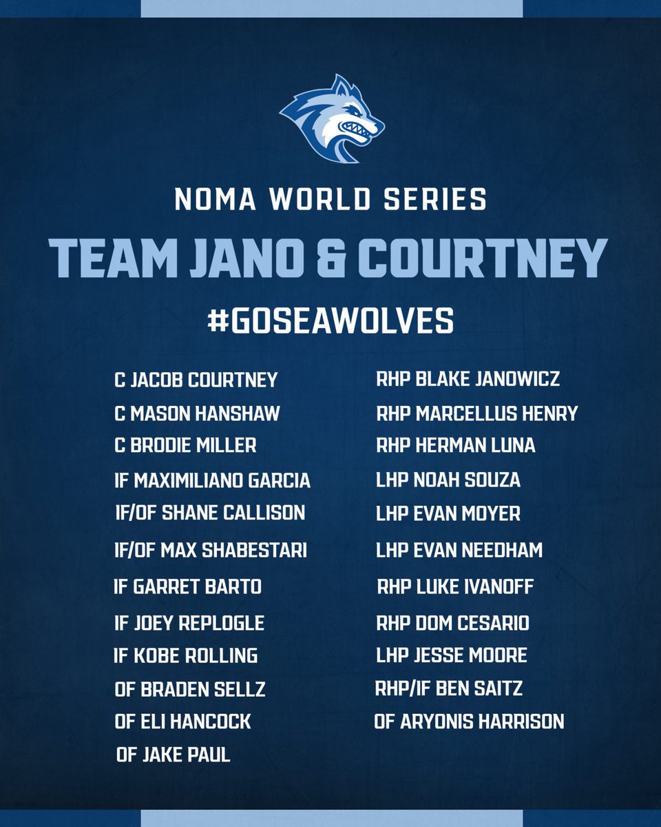 The Noma World Series rosters are set‼️ The best of 5 series is set to start on Wednesday 11/6. Full schedule will be posted early next week. 

The Seawolves will take on Lassen College in a scrimmage  tomorrow at home at 11 AM. Come support at Seawolf Diamond.